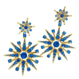 Oscar de la Renta Christmas Sale  Gold and Blue Starburst Earrings Firm Price